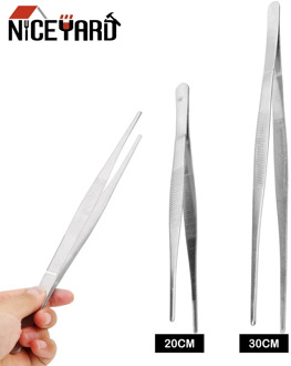 NICEYARD Straight Tweezer Stainless Steel Long Barbecue Food TongToothed Tweezer Home Medical Garden Kitchen BBQ Tool