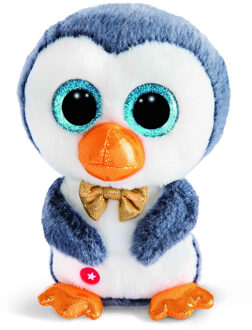 Nici Pinguin Sniffy - pluche knuffel - wit/blauw - 15 cm - Knuffeldier