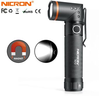 NICRON Handenvrij Twist LED Zaklamp Hoge Helderheid Waterdichte 800LM CREE Wit/UV Licht LED Zaklamp Magneet Licht N72/ n72-UV