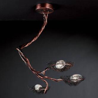 Nido - 3-lamps hanglamp, koper koper, opaal