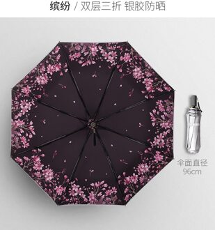 Niello Dames Paraplu Triple Fold Dubbele Laag Titanium Zilver Zonnebrandcrème Paraplu UPF50 + Verbeteren Uv Bescherming Paraplu Gi BING FEN