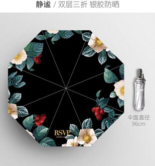 Niello Dames Paraplu Triple Fold Dubbele Laag Titanium Zilver Zonnebrandcrème Paraplu UPF50 + Verbeteren Uv Bescherming Paraplu Gi JING MI