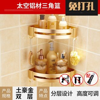 Niet-Geperforeerde Badkamer Muur Plank Gouden Muur Gemonteerde Wastafel Driehoek Opslag Mand Douche Organisator Badkamer Accessoires A2