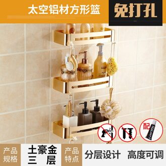 Niet-Geperforeerde Badkamer Muur Plank Gouden Muur Gemonteerde Wastafel Driehoek Opslag Mand Douche Organisator Badkamer Accessoires B3