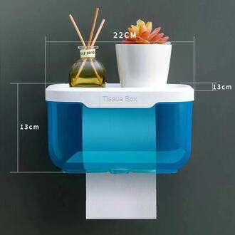 Niet-Geperforeerde Wc Tissue Doos Waterdichte Wc Badkamer Tissue Holder Toilet Transparant Roll Papier Doos Rekken groot - blauw