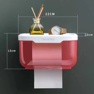 Niet-Geperforeerde Wc Tissue Doos Waterdichte Wc Badkamer Tissue Holder Toilet Transparant Roll Papier Doos Rekken groot - roze