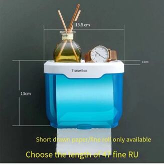 Niet-Geperforeerde Wc Tissue Doos Waterdichte Wc Badkamer Tissue Holder Toilet Transparant Roll Papier Doos Rekken klein - blauw