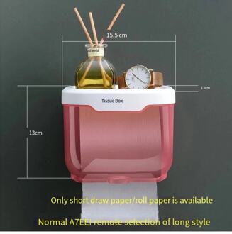 Niet-Geperforeerde Wc Tissue Doos Waterdichte Wc Badkamer Tissue Holder Toilet Transparant Roll Papier Doos Rekken klein - roze