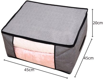 Niet Geweven Stof Opbergdoos Vouwen Opbergtas Clear Window Rits Organizer met Handvat voor Quilt Kleding Met Handvatten B2 45x45x20cm