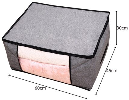 Niet Geweven Stof Opbergdoos Vouwen Opbergtas Clear Window Rits Organizer met Handvat voor Quilt Kleding Met Handvatten B3 60x45x30cm