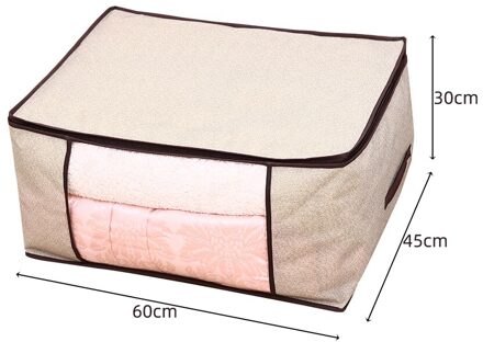 Niet Geweven Stof Opbergdoos Vouwen Opbergtas Clear Window Rits Organizer met Handvat voor Quilt Kleding Met Handvatten B6 60x45x30cm