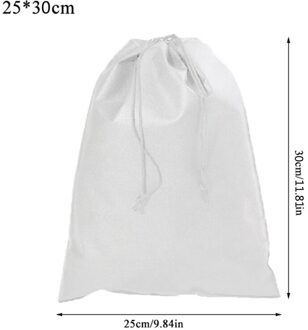 Niet-geweven Tasje Schoenen Reizen Draagbare Bag Organizer Toilettas Case Kleding Rugzakken Boodschappentas wit 25x30cm