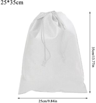 Niet-geweven Tasje Schoenen Reizen Draagbare Bag Organizer Toilettas Case Kleding Rugzakken Boodschappentas wit 25x35cm