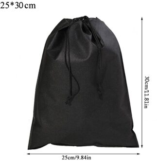 Niet-geweven Tasje Schoenen Reizen Draagbare Bag Organizer Toilettas Case Kleding Rugzakken Boodschappentas zwart 25x30cm