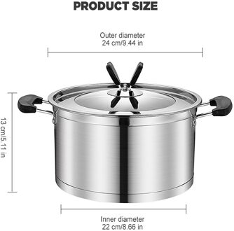 Niet-Magnetische Soeppan Rvs Dubbel Handvat Kookpot Samengestelde Bodem Non Stick Pan Europese Stijl Keuken kookgerei A 24cm