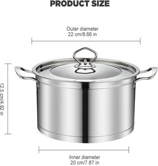 Niet-Magnetische Soeppan Rvs Dubbel Handvat Kookpot Samengestelde Bodem Non Stick Pan Europese Stijl Keuken kookgerei B 22cm