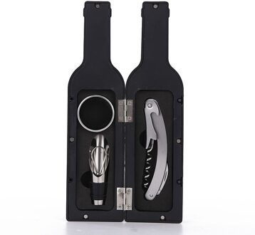 Nieuw 1 Set 3Pcs/5Pcs Wijnfles Corkscrew Set Tool Fles-Vormige Houder Flesopener XSD88 zwart 3stk