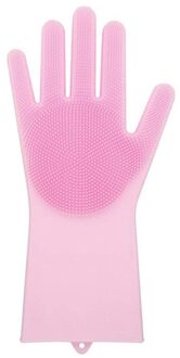 Nieuw 1Pc Magic Silicone Reinigingsborstel Scrubber Handschoenen Hittebestendige Scrub Tool TE889 Roze