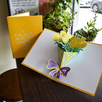 Nieuw 3D Bloem Handgemaakte Pop Up Dank Je Kaart Thanksgiving Kaarten Moederdag Groet Cards Met Envelop Voor mom HG996 zon bloem