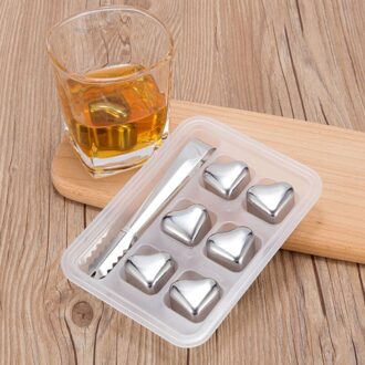 Nieuw 4/6/8Pcs Hart Vorm Roestvrij Staal Icy Cubes Herbruikbare Koelen Steen Met Clip Case Voor wijn XSD88 leger groen