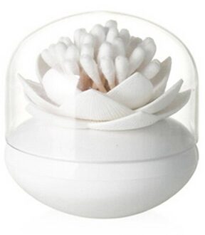 Nieuw Chic Lotus Bloem Katoenen Bud Houder Tandenstoker Case Wattenstaafje Box Home Decor (Wit)