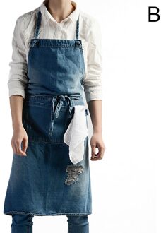 Nieuw Denim Opknoping-Hals Schort Mouwloze Schort Stofdicht Overall Voor Chef Keuken Met Zakken Unisex M99 b
