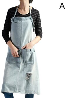 Nieuw Denim Opknoping-Hals Schort Mouwloze Schort Stofdicht Overall Voor Chef Keuken Met Zakken Unisex M99