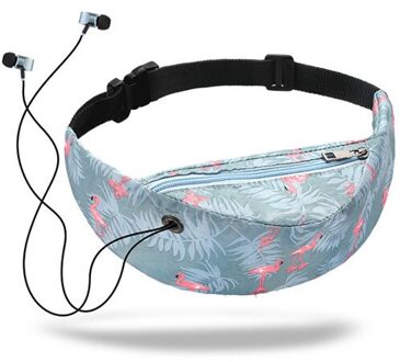 Nieuw Flamingo Print Taille Tas Waterdicht Mode Vrouwen Reizen Fanny Pack Mobiele Telefoon Taille Verpakking Dame Canvas Riem Tas Blauw