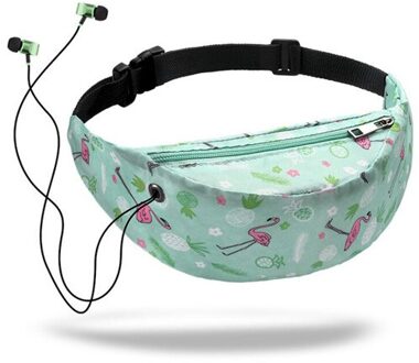 Nieuw Flamingo Print Taille Tas Waterdicht Mode Vrouwen Reizen Fanny Pack Mobiele Telefoon Taille Verpakking Dame Canvas Riem Tas groen