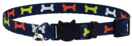 Nieuw Kat Kraag Met Bell Veiligheid Gesp Verstelbare Kitten Kleine Honden Katten Afdrukken Kragen Dierbenodigdheden 8 Kleuren blauw Bone