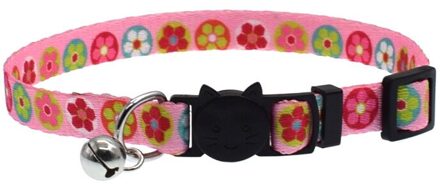 Nieuw Kat Kraag Met Bell Veiligheid Gesp Verstelbare Kitten Kleine Honden Katten Afdrukken Kragen Dierbenodigdheden 8 Kleuren licht roze Petal