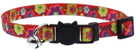 Nieuw Kat Kraag Met Bell Veiligheid Gesp Verstelbare Kitten Kleine Honden Katten Afdrukken Kragen Dierbenodigdheden 8 Kleuren rood Petal