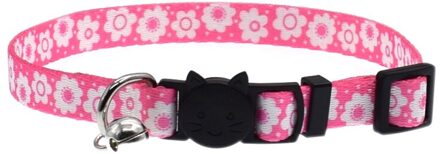 Nieuw Kat Kraag Met Bell Veiligheid Gesp Verstelbare Kitten Kleine Honden Katten Afdrukken Kragen Dierbenodigdheden 8 Kleuren roze Petal