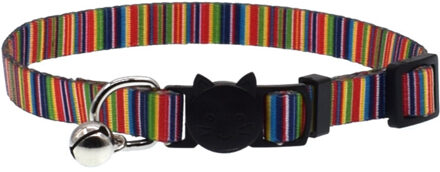Nieuw Kat Kraag Met Bell Veiligheid Gesp Verstelbare Kitten Kleine Honden Katten Afdrukken Kragen Dierbenodigdheden 8 Kleuren veelkleurig gestreept