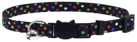 Nieuw Kat Kraag Met Bell Veiligheid Gesp Verstelbare Kitten Kleine Honden Katten Afdrukken Kragen Dierbenodigdheden 8 Kleuren zwart Dot