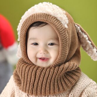 Nieuw Kinderen Baby Trui Hoed Warm Breien Cap Mooie Comfortabele Voor Winter Outdoor BF88 koffie