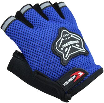 Nieuw Kinderen Kids Fiets Handschoenen Half Vinger Ademende Anti-Slip Voor Sport Riding Fietsen Apparatuur Fiets Accessoires Handschoenen blauw