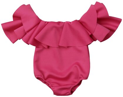 Nieuw Mooie Infant Kids Baby Meisjes Zomer Bodysuits Korte Ruches Mouwen Off Shoulder Solid Jumpsuits Outfit 0-12M 9m