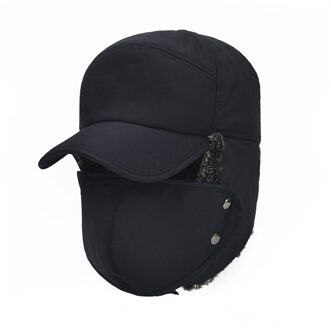 Nieuw Multifunctionele Winter Warm Mannen Vrouwen Solid Faux Fur Earhat Winddicht Cap Winter Ski Trooper Accessoires donker blauw
