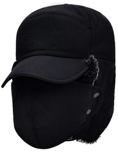 Nieuw Multifunctionele Winter Warm Mannen Vrouwen Solid Faux Fur Earhat Winddicht Cap Winter Ski Trooper Accessoires zwart