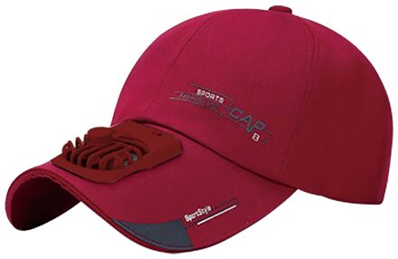Nieuw Product Zomer Fan Piek Cap Outdoor Leisure Travel Zonnescherm Ventilatie Laag Geluidsniveau Multifunctionele Fan Cap + Opladen kabel rood