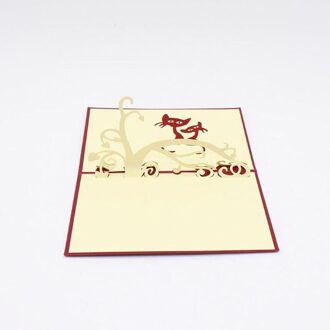 Nieuw Red Cover 3D Wenskaart Postkaart Papier Gesneden Katten Opvouwbare Wenskaart Wenskaart