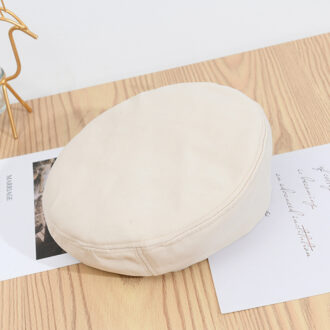 Nieuw Stijlvolle Vrouwen Meisje Achthoekige Baret Hoed Winter Herfst Retro Cap Effen Kleur Hoed DOD886 Beige