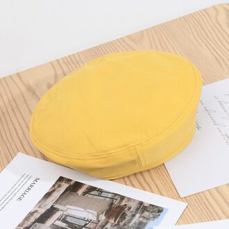 Nieuw Stijlvolle Vrouwen Meisje Achthoekige Baret Hoed Winter Herfst Retro Cap Effen Kleur Hoed DOD886 geel