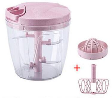 Nieuw Type Huishouden Hand Getrokken Vleesmolen Handleiding Voedsel Chopper Voor Groente Fruit Mixer Keukenmachine groot roze
