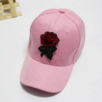 Nieuw Vrouwen Baseball Cap Rose Bloem Borduren Brede Rand Verstelbare Canvas Hoed DO99 Roze