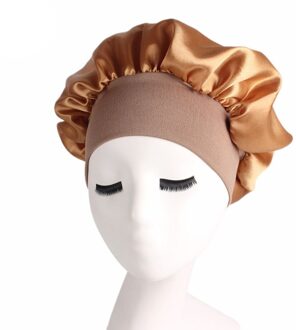 Nieuw Vrouwen Satijn Effen Slapen Hoed Nachtrust Cap Haarverzorging Motorkap Slaapmutsje Voor Vrouwen Mannen Unisex Cap bonnet De Nuit Goud