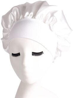 Nieuw Vrouwen Satijn Effen Slapen Hoed Nachtrust Cap Haarverzorging Motorkap Slaapmutsje Voor Vrouwen Mannen Unisex Cap bonnet De Nuit wit