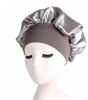 Nieuw Vrouwen Satijn Effen Slapen Hoed Nachtrust Cap Haarverzorging Motorkap Slaapmutsje Voor Vrouwen Mannen Unisex Cap bonnet De Nuit Zilver
