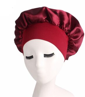 Nieuw Vrouwen Satijn Effen Slapen Hoed Nachtrust Cap Haarverzorging Motorkap Slaapmutsje Voor Vrouwen Mannen Unisex Cap Motorkap de Nuit Bourgondië